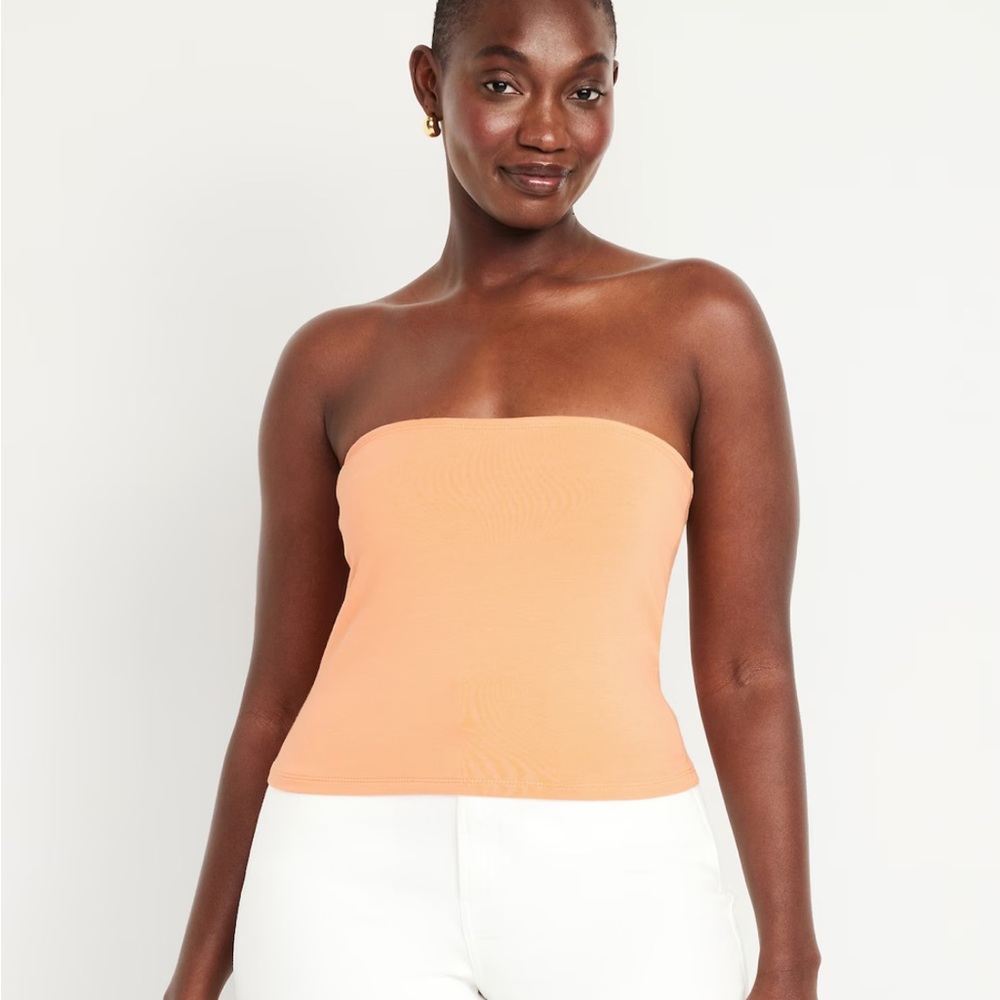 Double layer tube top in blossom petal and celadon